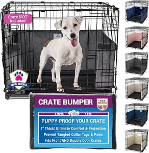 Pet Dreams Dog Crate Bumper - Patented Comfy Liner & Dog Tail Protector for Inside Crate, Fits iCrate Cages 18, 24, 30, 36, 42, 48 Inches (Grey, Small, 24")