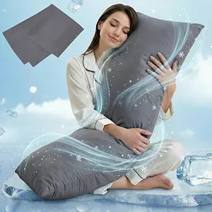 ELNIDO QUEEN Cooling Body Pillow Insert with Cover  Breathable Long Body Pillow for Side Sleepers, Soft Support Bed Pillow for Adults, 20x54 Inches Grey