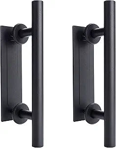 Wright Products Barn Door Pull and Flush Mounted Handle Set - Matte Black Interior Door Handle Set for Interior Barn Doors - Includes Hardware, 2 Pack