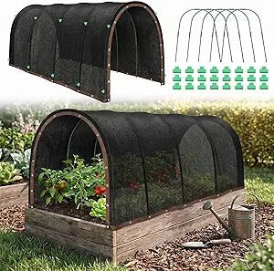 SATINIOR 10 x 30ft Garden Plant Shade Kit, 70% Sun Shade Cloth with Hoops for Plants Heat Protection, Raised Bed Cover Plant Sun for Outdoor Plants Vegetables