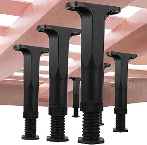 6 Pcs Adjustable Height Bed Support Legs, 6.5"-11" Bed Frame Legs for King Queen Bed Slats Bed Slat Support Bed Frame Center Support Furniture Leg Replacement Kit