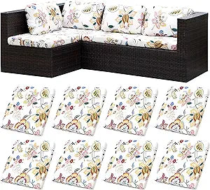 BIETYONE 8Pcs Stretch Patio Cushion Covers,Outdoor Couch Covers Replacement,Outdoor Couch & Sofa Slipcovers,for Patio Furniture Cushion Covers,Washable Reusable Furniture Protector (Vivid, Cover Only)
