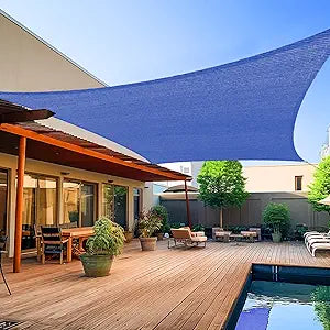 Shade&Beyond Sun Sail Shade Canopy Rectangle 8'x10' Blue 185GSM Shade Sail for Patio Deck Yard Backyard Outdoor Facility and Activities, (We Make Custom Size)