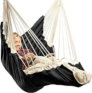 Hanging Hammock Chair Swing  Hanging Chair Outdoor & Indoor - Hammock Swing Chair  Quick & Easy Setup with Hardware Kit  Durable & Spacious Full Body Support  Holds 440 Lbs