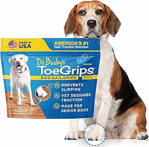 Dr Buzby's Medium ToeGrips for Dogs - Instant Traction on Wood/Hardwood Floors - Anti Slip Relief - Grippers for Senior Dogs - Stop Sliding Instantly - Rubber Nails for Paws - 1 Pack (20 Grips)