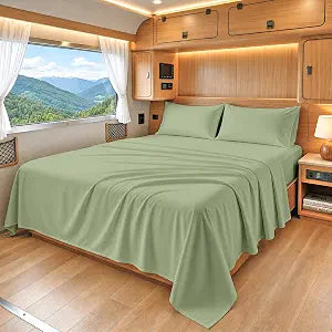 SGI bedding 100% Egyptian Cotton Sheets RV King Size  600 Thread Count Sheets Set, Soft, Cooling, 15" Deep Pocket, Luxury Hotel Bedding, Breathable, Durable - Moss