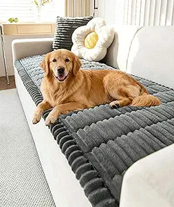 OTOB Couch Cover for Dogs Washable, Non Slip Plush Fuzzy Sofa Covers for 3 Cushion Couch Pet Friendly, Soft All Seasons Sofa Slipcover Cozy Furniture Protector (Dark Gray, 31.5" x 82.7")