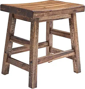 Durango 20-Inch Saddle Seat Stool  Backless Solid Wood Kitchen Stool for Dining Table, Counter, or Entryway  Rustic Farmhouse & Industrial Accent Seating by Alaterre Furniture
