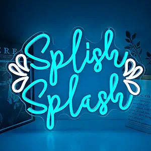Splish Splash Neon Sign for Pool Party Splash LED Signs for Boy Birthday Decorations Bathroom USB Powered Neon Wall Art Summer Party Neon Lights Gifts for Friends Family