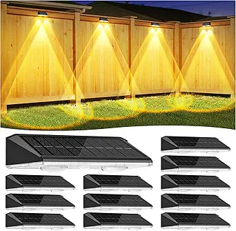 Solar Fence Lights Outdoor 12 Pack, IP65 Waterproof Fence Lights Solar Powered, 3 Modes(Warm/Neutral/Cool White) Solar Deck Light with Auto ON/OFF, LED Lens for Deck/Wall/Step/Patio/Pool/Backyard