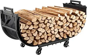 YQBRAO Firewood Rack Outdoor Heavy Duty, 32 Inch Log Rack for Outside Inside, Rustproof Wood Storage Holder with High-Capacity, Sturdy Firewood Stand for Patio, Backyard, Fireplace & Tool Organization