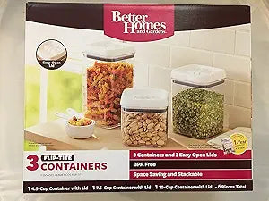 Better Homes and Gardens 3 Container Flip-Tite Containers, White