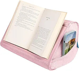 LAPGEAR Book Pillow  Lap Reading Cushion with Built-in Book Stand  Fits 6x9 Books & Similar Sizes  Pink  Style No. 33204