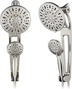 AquaDance High-Pressure 48-Mode 3-Way Shower Spa Combo with Adjustable 18-Inch Extension Arm, Brushed Nickel