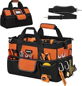 16-Inch Heavy Duty Tool Bag, 22 Pockets Empty Tool Box Organizer Storage, Soft Tote Toolbox Organization Portable Handle Carrying Work Toolbag, Father Day Gifts Men Electrician Mechanic, Orange