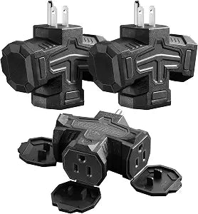 SURAIELEC Outdoor 3 Way Plug Adapter Waterproof Power Splitter, 3 Pack