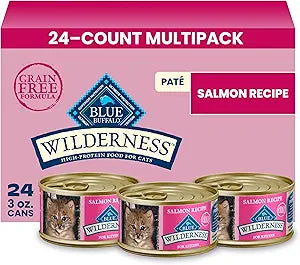 Blue Buffalo Wilderness Kitten Grain-Free Salmon Pat Wet Cat Food with DHA, High-Protein & Made with Natural Ingredients, Supports Healthy Growth & Development, 3-oz. Cans (24 Count)