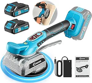 Saker Cordless Tile Vibration Tool with 2 x 22V Batteries,Portable Tile Suction Cup Tool with Digital Display,Handheld Tile Vibration Leveling Machine with 5 Adjust Speed,For Tile,Wood,Floor,Wall