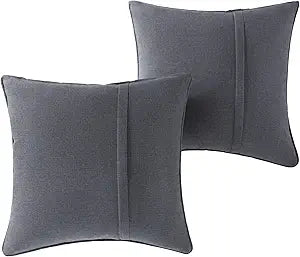 Sunbrella Outdoor Throw Pillows 20x20 Set of 2  Corded Patio Accent Pillows with Pleated Design & Removable Zipper Covers  Weather & Fade Resistant Pillows for Patio Furniture, Cast Slate