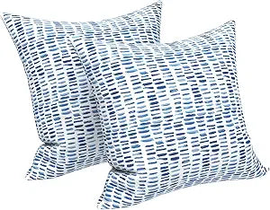 LVTXIII Outdoor/Indoor Throw Pillows, Decorative Throw Pillows with Inserts, 18"x18" Square Pillows for Bed, Couch, Sofa and Patio Furniture (Set of 2, Pebble Blue)