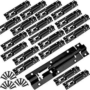 SINJEUN 30 Pack 5 Inch Barrel Bolt, Stainless Steel Slide Lock, Thickened Door Latch Slide Latch Lock with 160 Mounting Screws, Sliding Latch Hardware for Door Locking, Black