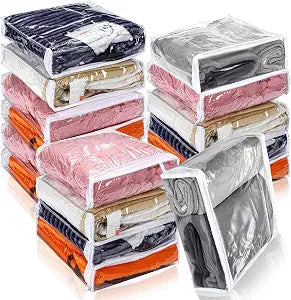 Kingdder 16 Pcs Clear Zippered Storage Bags Plastic Sweater Bag with Zipper