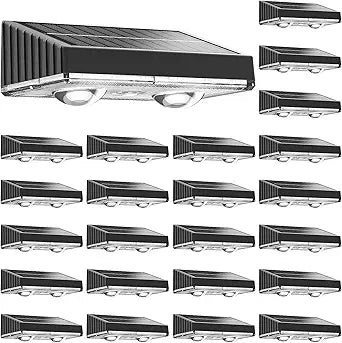NIORSUN Solar Fence Lights,24 Pack Deck Light,Led Lights Warm White Outdoor Wall Lights,IP45 Solar Powered Light Waterproof for Backyard/Pool/Railing/Patio/Porch/Step/Outside/Garden (Black)