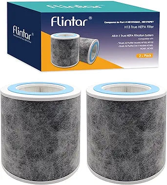HP102 Replacement Filter, Made in TAIWAN, Compatible with Shark Air Purifier HP100, HP102, HC450, HC451, HC452, HC455, Compares to Part # HE1FKBAS and HE1FKPET (2-Pack)