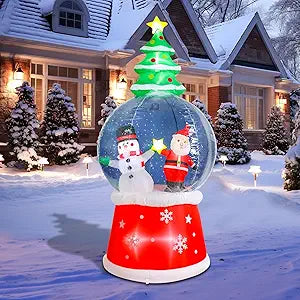 WONDER GARDEN 7.68 FT Christmas Inflatable Outdoor Decorations Christmas Santa & Snowman Snow Globe Blow Up Yard Decorations with LED Lights for Xmas Holiday Party Garden Patio Lawn Decor