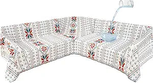 1OO% Waterproof Sectional Couch Covers for Dogs L Shaped Corner Sofa Cover Washable Chenille Sofa Slipcovers Blanket Modern Jacquard Pet Furniture Protector (91"x252", Boho Light Blue)
