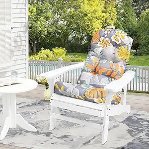 Outdoor Printing Adirondack Chair Cushions for Patio Furniture, High Back Rocking Chair Cushion Waterproof Thick Tufted Patio Lounge Cushion 43"*20"*3.9" Flower
