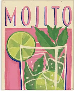 Retro Mojito Cocktail Kitchen, 16 x 20 Inch Canvas Wall Art