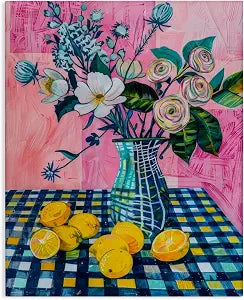 Summer Table Bouquet Floral, 16 x 20 Inch Canvas Wall Art