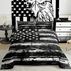 Feelyou American Flag Independence Day Stripes Comforter Set Twin Size Boys