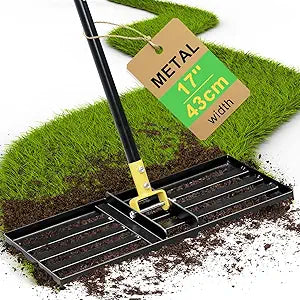 Colwelt Lawn Leveling Rake17 x10, Lawn Leveler Rake with Great Leveling Accuracy, Leveling Rake for Soil with 77 Adjustable Curved End Grip Handle, Lawn Leveling Tool Yard Leveler for Leveling Soil