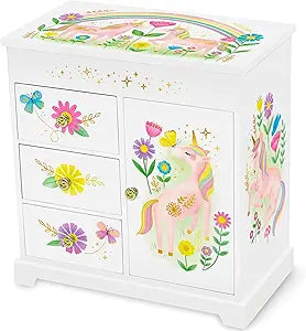 Giggle & Honey Unicorn Musical Jewelry Box for Girls Unicorn Toys for Girls Age 4-6 Kids Jewelry Box with Drawers