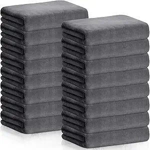 SmoothNovelty 16 Pack Microfiber Bath Towels Bulk 27'' x 60'' Oversized Beach Towel Highly Absorbent Extra Large Soft Drying for Shower Pool Salon Sauna Bathroom Gym Party (Simple,Dark Gray)