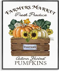 Farmers Market Autumn Harvest Pumpkin, 16 x 20 Inch Framed Gicle Print