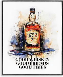 Good Whiskey and Friends Kitchen, 16 x 20 Inch Framed Gicle Print