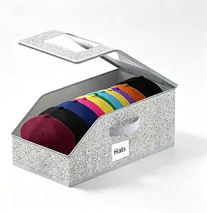 Hat Organizer for Baseball Caps 1 Pack Grey, Holds 15 Caps Hat Storage Hat Box, Closet Organizers and Storage for Closet/Shelf/Bedroom, Baseball Hat Organizer for Men Women