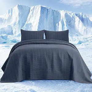 Cooling Quilt Bedspreads King Size for Hot Sleeper,Q-Max>0.45 Lightweight Summer Comforter Absorbs Heat to Keep Adults Cool for Night Sweats,Cloud Quilt with 2 Shams for All Season,Gray