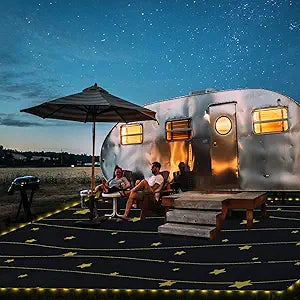 Boulder Bee LED Outdoor Rugs, Plastic Straw Rug Glow in The Night, Waterproof Outdoor Camping Rugs, Quick Drying Picnic Rug, Sand Free Reversible Beach Mats, 9 x 12 Feet