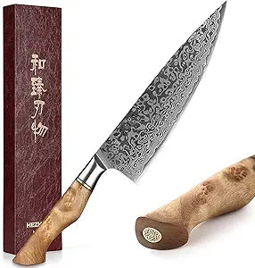 HEZHEN Damascus Chef Knife, 8.3 Inches Razor-sharp Blade, 67 Layers Damascus Steel, VG10 Gyuto Knife-Master Series Chef Cooking Tool at Home,Restaurant-Figured Sycamore Wood Handle