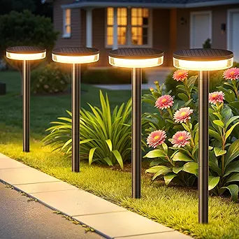 LETMY Solar Pathway Lights Outdoor, 6 Pack 2X Brighter Solar Lights Outdoor Waterproof, Taller Pathway Light with Larger Panel, Auto On/Off Up to 12Hrs Driveway Light for Yard Outside Patio Path Lawn