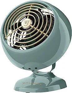 Vornado VFANΓ Mini Classic Vintage Metal Desk Fan, 2-Speed, Adjustable Tilt, Personal Air Circulator for Bedroom, Office, Dorm Room, Portable Quiet, Vintage Green