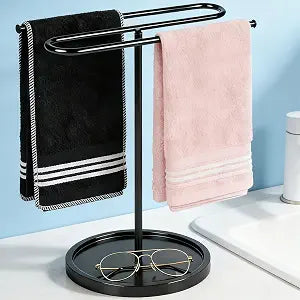 Free Standing Towel Rack for Bathroom Countertop, 14" Tall, Black