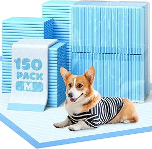 Powools Puppy Pads - Super Absorbent & Spill-Proof Pee Pads for Dogs with 6-Layer Material, Quick-Dry Potty Pads for Floors, Furniture, Vehicle, 22"  22", 150 Packs