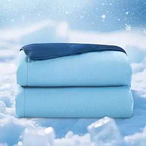 EGOHOME Cooling Comforter Queen Size, Double-Sided Cooling Blanket for Hot Sleepers, Blue Summer Comforter, Breathable & Soft & Silk Smooth Bedding - 90" x 90"