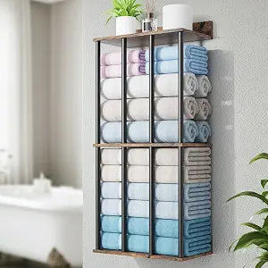Large Capacity Three-layer Widened Towel Racks for Bathroom Wall Mounted, Updated 4 Bar bath Towel Holder for Bathroom, Bath Towel Rack for Wall Mount, Metal Small Bathrooms Towel Storage Rack, Rustic
