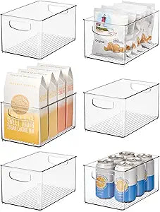iDesign Stackable Clear Plastic Bin - Kitchen Organizers and Storage for Fridge and Pantry, 6-Pack